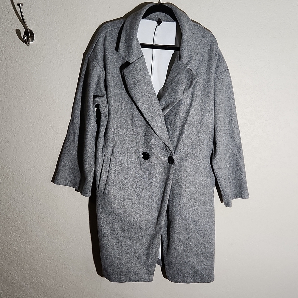 Shein Coat Womens Size L Trench Dress Coat Gray Jacket